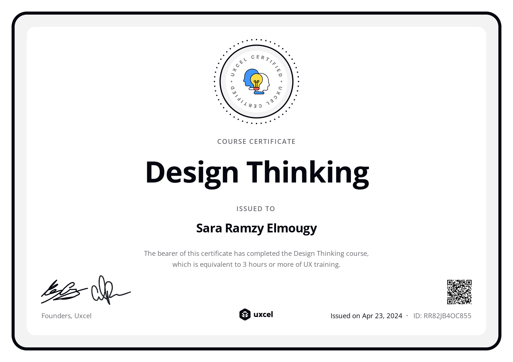 Sara Ramzy Elmougy's certificate